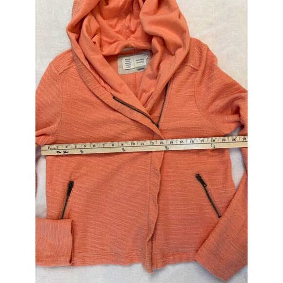 Anthropologie Saturday Sunday Orange Hoodie Jacket M Cotton Moto Wrap Jacket - Picture 5 of 9